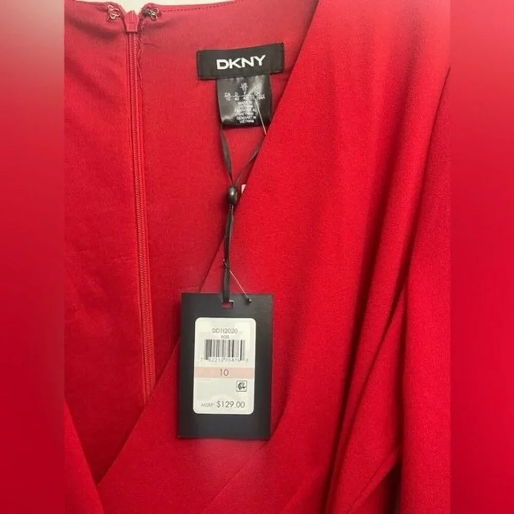 Red Dress, Long Sleeves, DKNY Brand - Picture 4 of 7